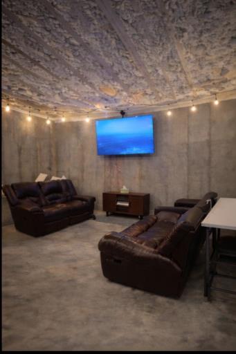 Relaxation lounge with soft lighting.